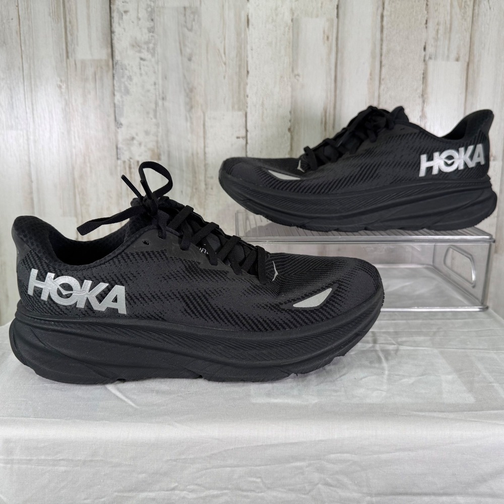 Hoka Clifton 9 GTX Women 9.5 Black Running Shoes 1141490 Goretex Waterproof Gym